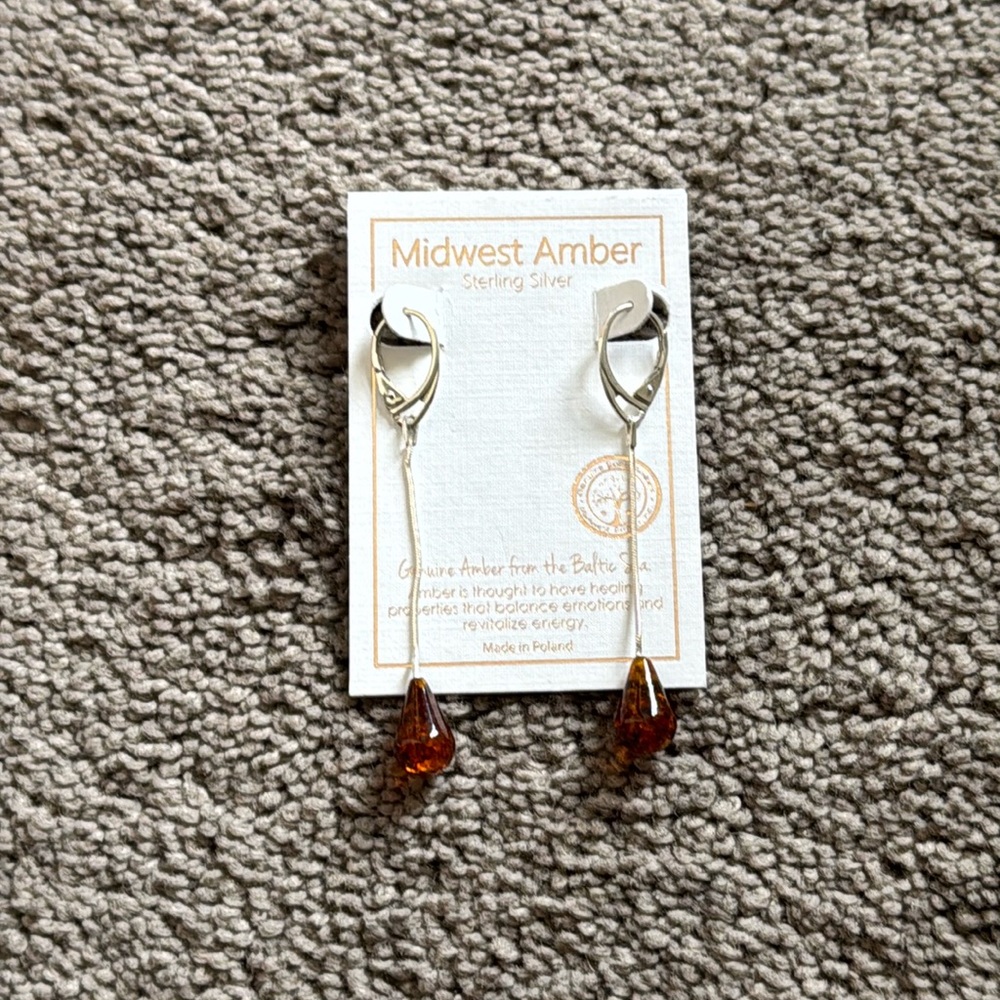Midwest Amber Sterling Silver Genuine Amber Earrings